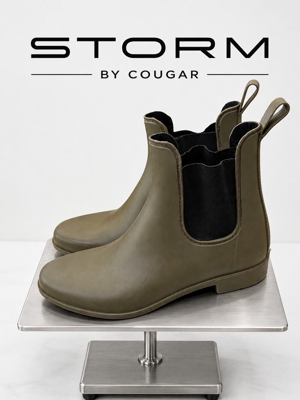 Storm by Cougar Celeste Olive Waterproof Chelsea Rain Boots Women’s 7